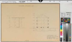 Soest, Amtsgericht und Gefängnis, Erweiterungsbau, Querschnitt, Ostansicht, Baubestandszeichnung