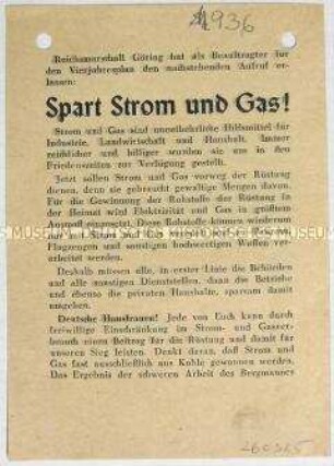 Merkblatt zum sparsamen Umgang mit Strom und Gas