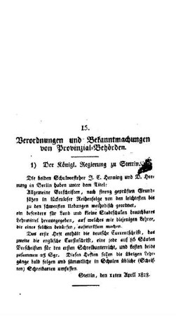 Verordnungen und Bekanntmachungen von Provinzial-Behörden