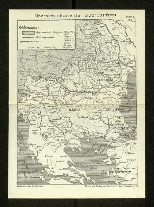 Skizze 1. Übersichtskarte der Süd-Ost-Front.