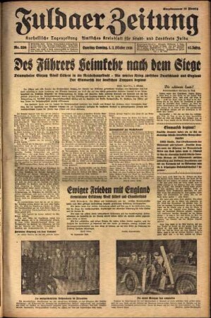 Ausgabe vom Samstag, den 01. Oktober 1938.