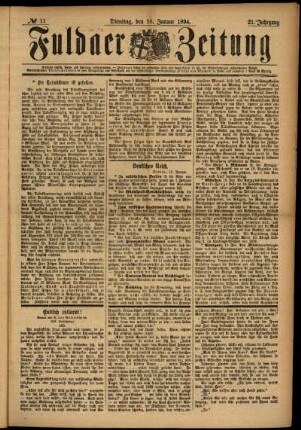 Ausgabe vom Dienstag, den 16. Januar 1894.
