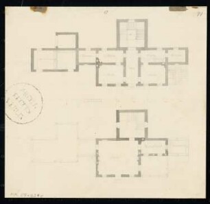 Gärtnerwohnung Monatskonkurrenz November 1832: Grundriss Erdgeschoss, Obergeschoss