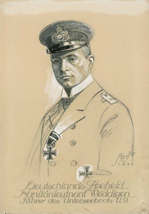 Deutschlands Seeheld Kapitänleutnant Weddigen, Führer des Unterseeboots U 9