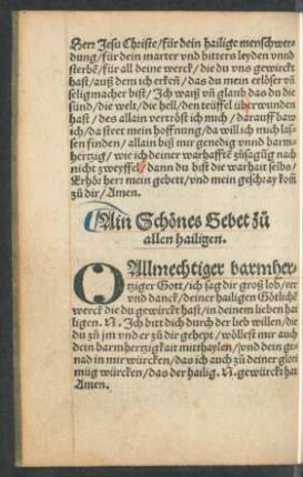Ain Schönes Gebet zu allen hailigen.