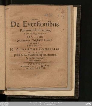 De Eversionibus Rerum publicarum, Earundemq[ue] Causis