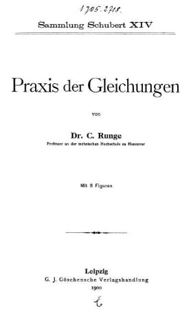 Praxis der Gleichungen : Mit 8 Figuren