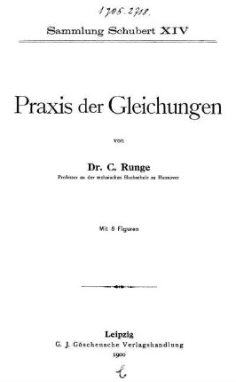 Praxis der Gleichungen : Mit 8 Figuren