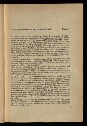 Mechanische Technologie und Maschinenkunde