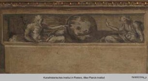 Innendekoration : Personifikation der Logik (Tobias und der Engel) und Philosophen