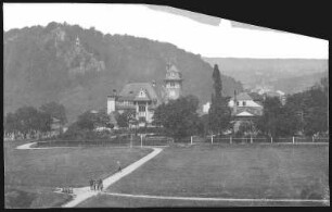 Karlsbad. Obere Station der Drahtseilbahn und Café Helenenhof : Karlsbad. Obere Station der Drahtseilbahn "Helenenhof" (unterirdische Standseilbahn Theaterplatz – Café Helenenhof; 1907) und Café Helenenhof