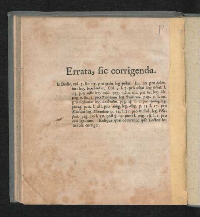 Errata, sic corrigenda.