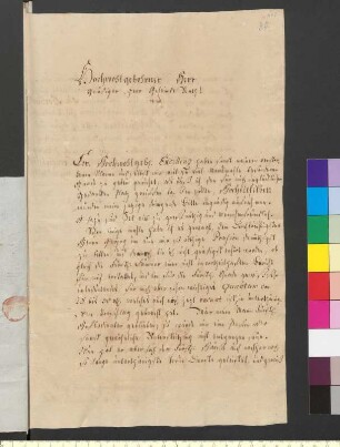 Brief von Focke, Johanna Katharina Friederike an Goethe, Johann Wolfgang von