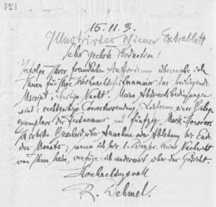 Brief an das Illustrirte Wiener Extrablatt