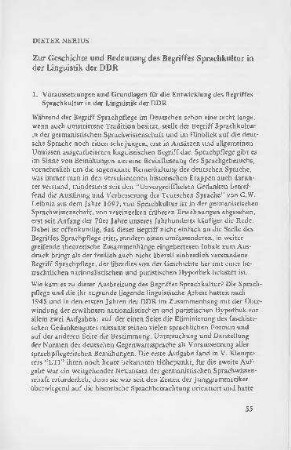 Zur Geschichte und Bedeutung des Begriffes Sprachkultur in der Linguistik der DDR