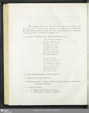 [Programmablauf der Feier]