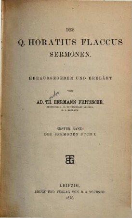 Des Q. Horatius Flaccus Sermonen. 1, Der Sermonen Buch I