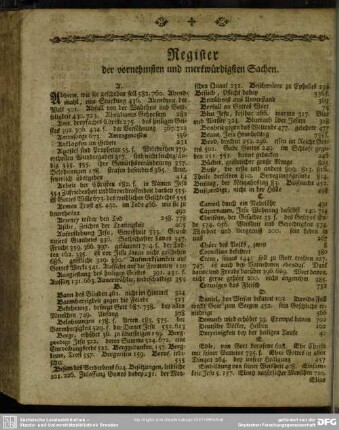 Register der vornehmsten und merkwürdigsten Sachen