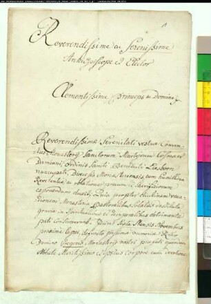 Das Kloster Liesborn bittet den Kurfürsten Clemens August um Bestätigung obiger Wahl (des Heinrich Hase zum Abt von Liesborn).