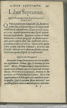 Liber Septimus. Quod est argumentorum, & quae sunt partes huius Libri?