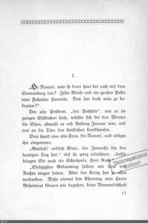 I. Ins Leben hinaus