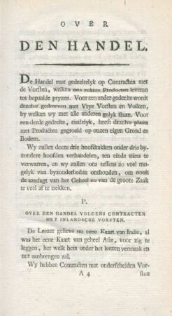 I. Over den handel volgens contracten met inlandsche vorsten
