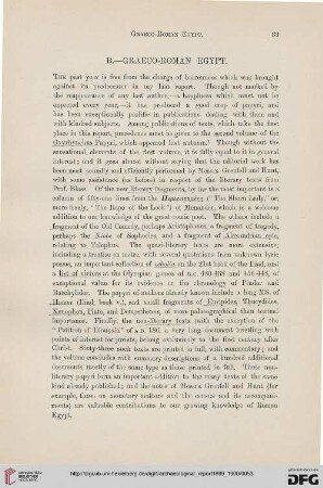Progress of Egyptology : graeco-roman Egypt