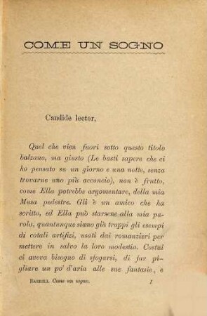 Come un sogno : racconto