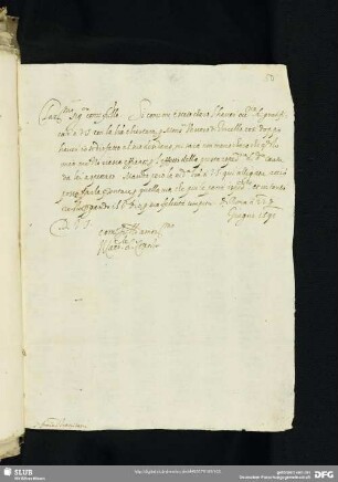 Brief des Giovanni Evangelista Pallotta Cardinale di Cosenza