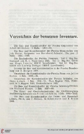 Verzeichnis der benutzen Inventare