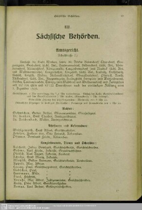 III. Behördenverzeichnis : III. Sächsische Behörden