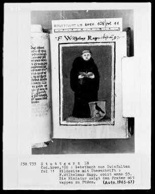 Gebetbuch aus Zwiefalten — Frater Wilhelmus Rapp, Folio 11recto