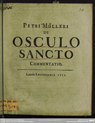 Petri Mülleri De Osculo Sancto : Commentatio