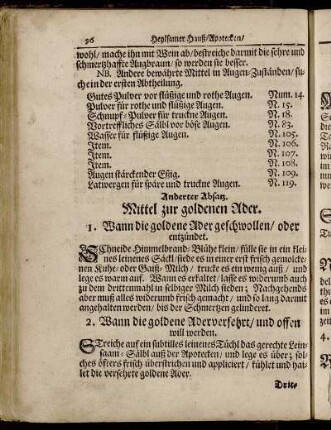 Anderter Absatz. Mittel zur goldenen Ader