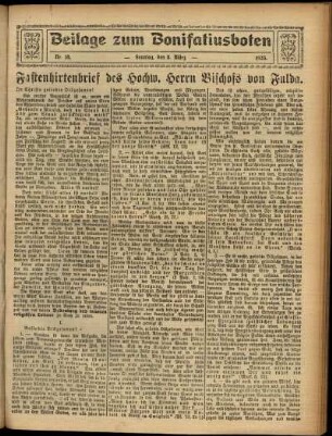 Zweite Ausgabe vom Sonntag, den 08. März 1925.