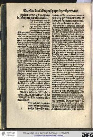 Incipit prefatio omeliarum beati Gregorii pape libri secundi.