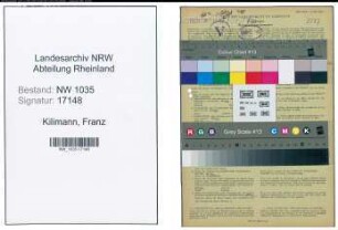 Entnazifizierung Franz Kilimann , geb. 22.04.1907 (Waschmeister)