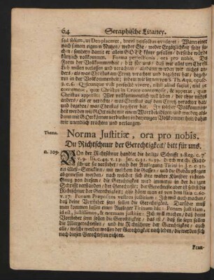 Norma Justitiae , ora pro nobis. Du Richtschnur der Gerechtigkeit/ bitt für uns.