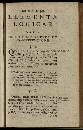 Cap. I. De Logicae Natura Et Constitutione.