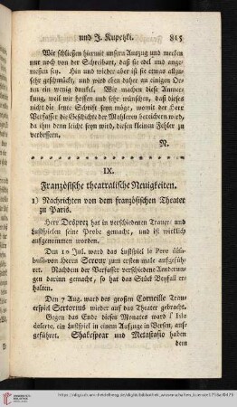 4: Französische theatralische Neuigkeiten