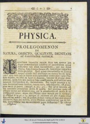 Prolegomenon Physicae.