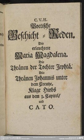 Poetische Geschicht-Reden