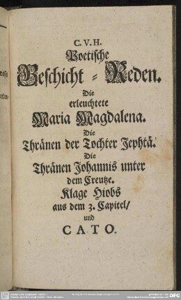 Poetische Geschicht-Reden