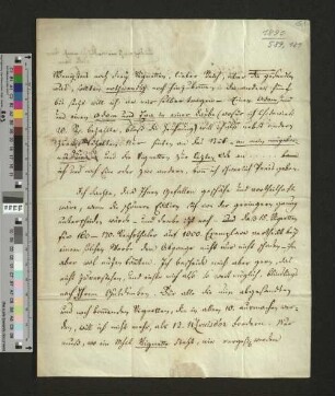 Brief an den Buchhändler Philipp Erasmus Reich
