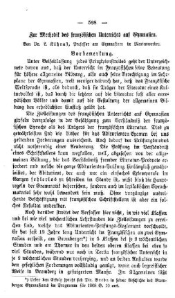 Zur Methodik des französischen Unterrichts auf Gymnasien