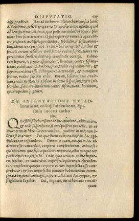 De Incantatione Et Adiuratione, collique suspensione, Epistola incerti authoris.