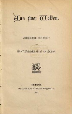Aus zwei Welten : Erzählungen u. Bilder