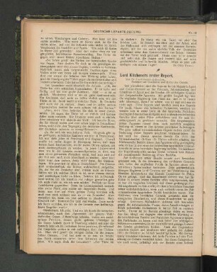 Lord Kitcheners erster Report.