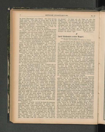 Lord Kitcheners erster Report.