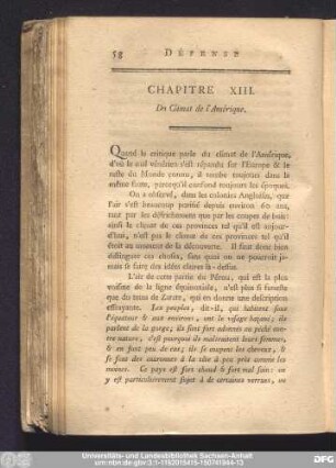 Chapitre XIII. Du Climat de l'Amérique.